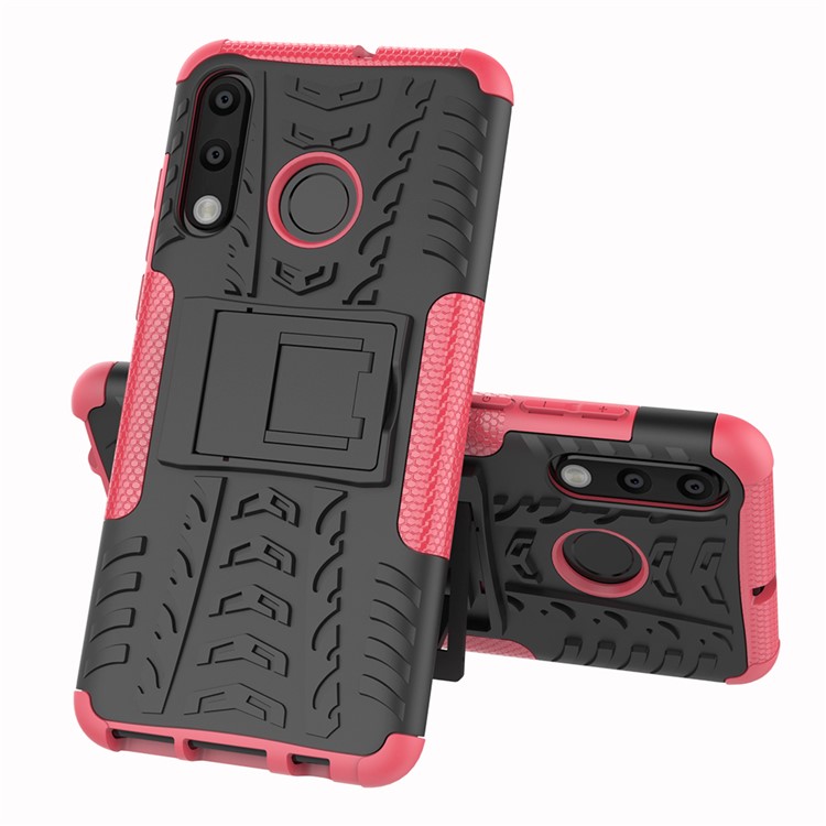 For Huawei P30 Lite Cool Tyre Kickstand PC + TPU Hybrid Protection Case Cover - Rose-2