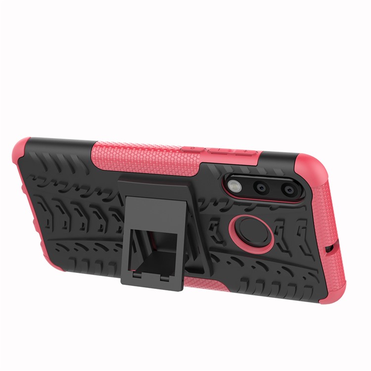 For Huawei P30 Lite Cool Tyre Kickstand PC + TPU Hybrid Protection Case Cover - Rose-8
