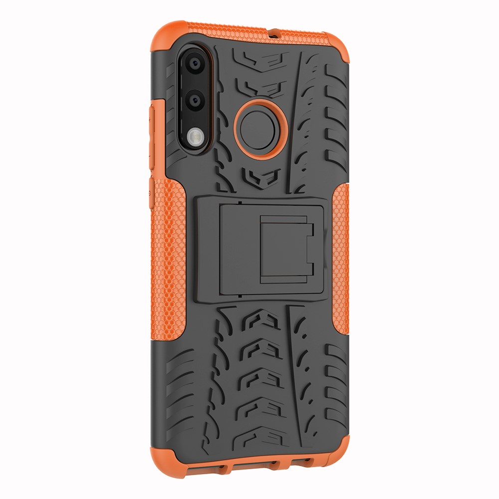 Pour Huawei P30 Lite Cool Tire Kickstand PC + TPU Hybrid Protection Cover Couverture - Orange-5