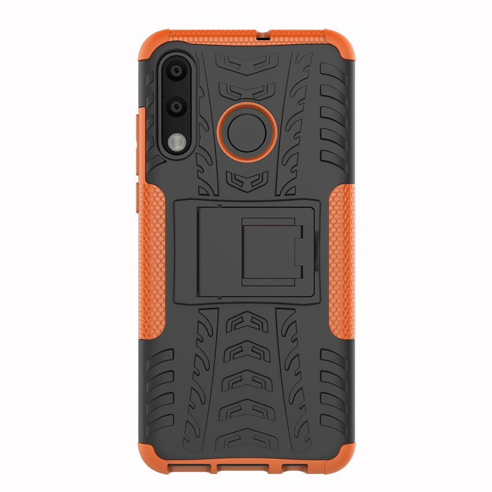 Pour Huawei P30 Lite Cool Tire Kickstand PC + TPU Hybrid Protection Cover Couverture - Orange-7