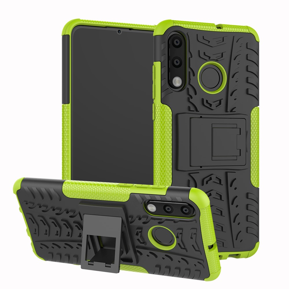 For Huawei P30 Lite Cool Tyre Kickstand PC + TPU Hybrid Protection Case Cover - Green-1