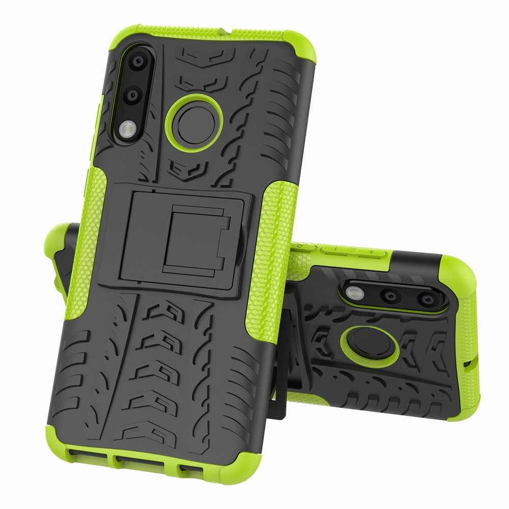 For Huawei P30 Lite Cool Tyre Kickstand PC + TPU Hybrid Protection Case Cover - Green-2