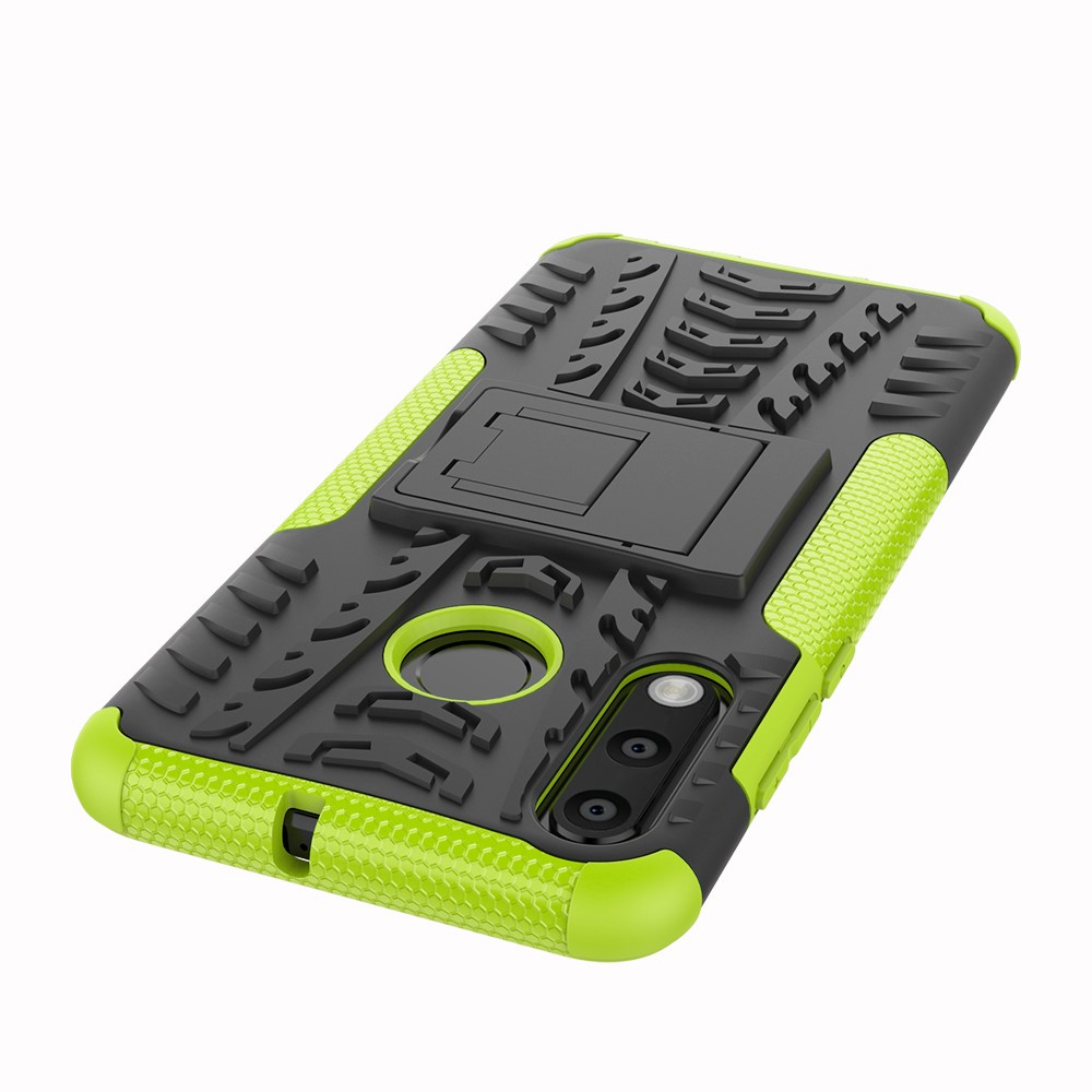 For Huawei P30 Lite Cool Tyre Kickstand PC + TPU Hybrid Protection Case Cover - Green-4