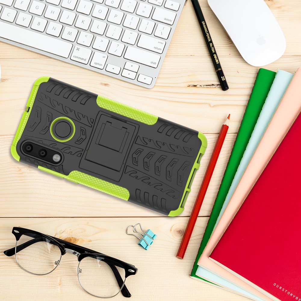 For Huawei P30 Lite Cool Tyre Kickstand PC + TPU Hybrid Protection Case Cover - Green-9