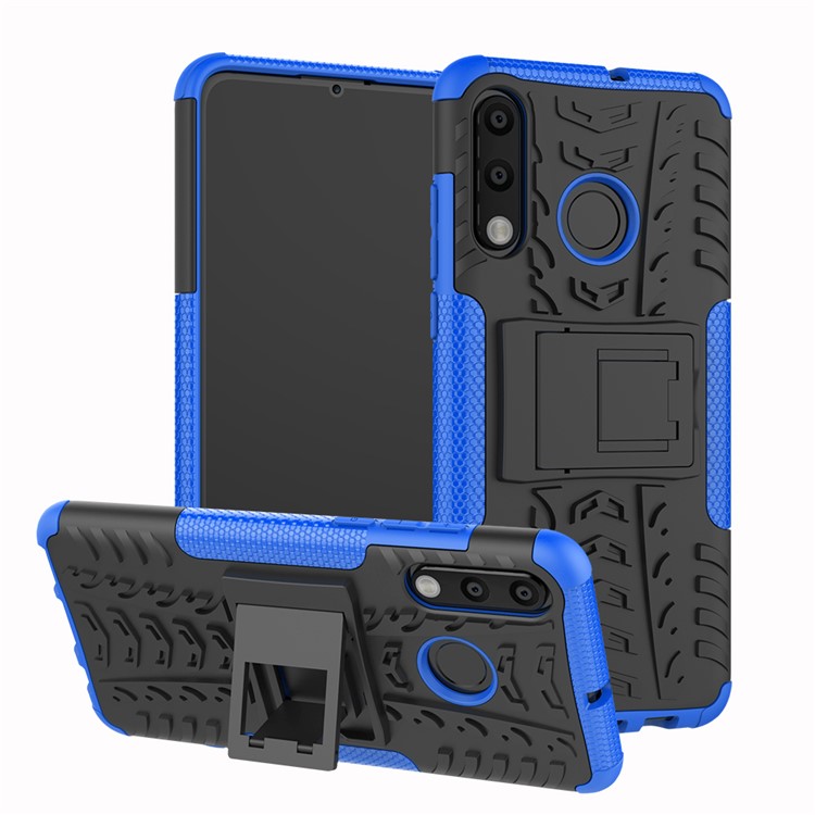 For Huawei P30 Lite Cool Tyre Kickstand PC + TPU Hybrid Protection Case Cover - Blue-1