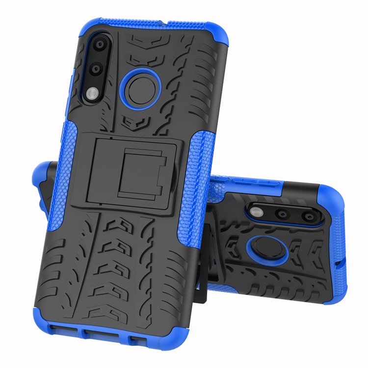 For Huawei P30 Lite Cool Tyre Kickstand PC + TPU Hybrid Protection Case Cover - Blue-2