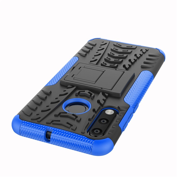 For Huawei P30 Lite Cool Tyre Kickstand PC + TPU Hybrid Protection Case Cover - Blue-4