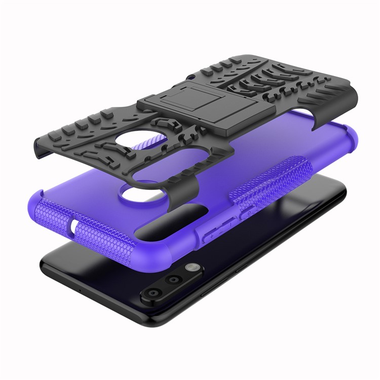 Für Huawei P30 Lite Cool Tire Kickstand PC + TPU Hybridschutz Fallabdeckung - Violett-3