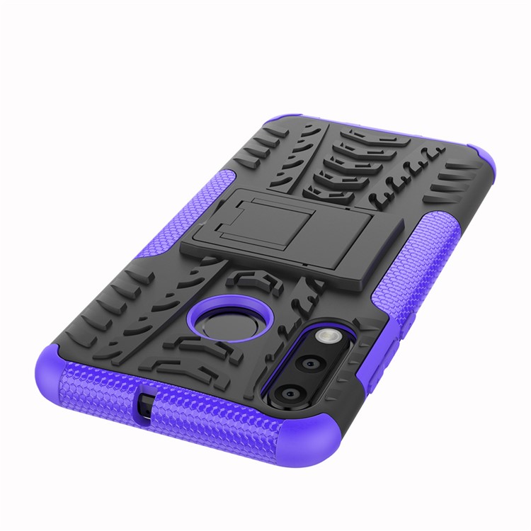 Für Huawei P30 Lite Cool Tire Kickstand PC + TPU Hybridschutz Fallabdeckung - Violett-4