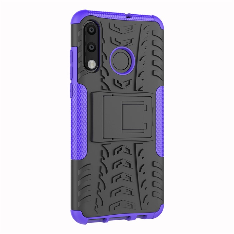 Für Huawei P30 Lite Cool Tire Kickstand PC + TPU Hybridschutz Fallabdeckung - Violett-5