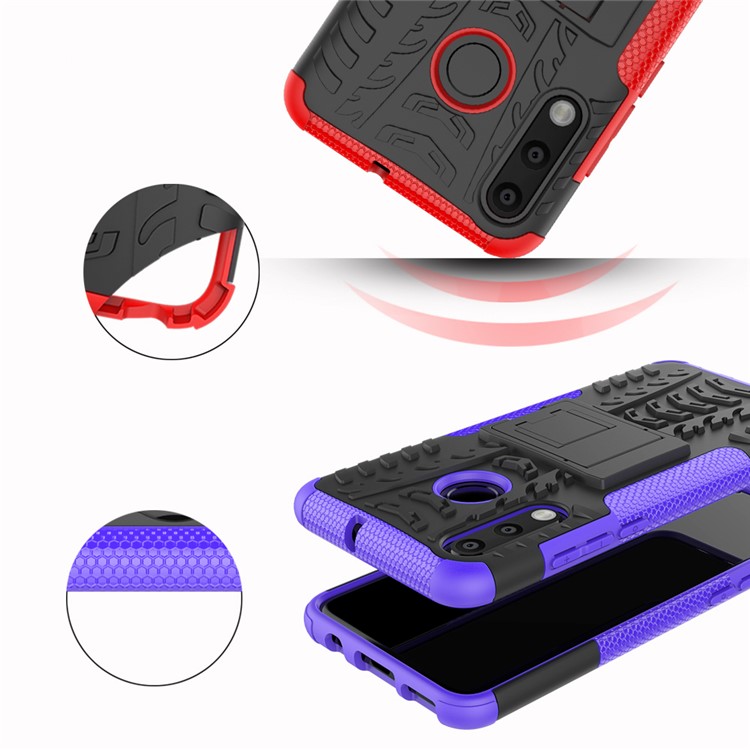 Für Huawei P30 Lite Cool Tire Kickstand PC + TPU Hybridschutz Fallabdeckung - Violett-9