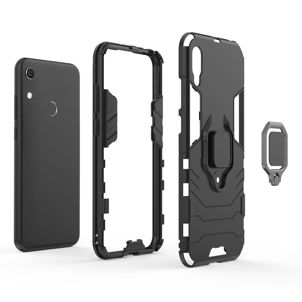 Kickstand Kickstand PC + TPU Hybrid Phone Shell Pour Huawei Y6 Pro (2019) - le Noir