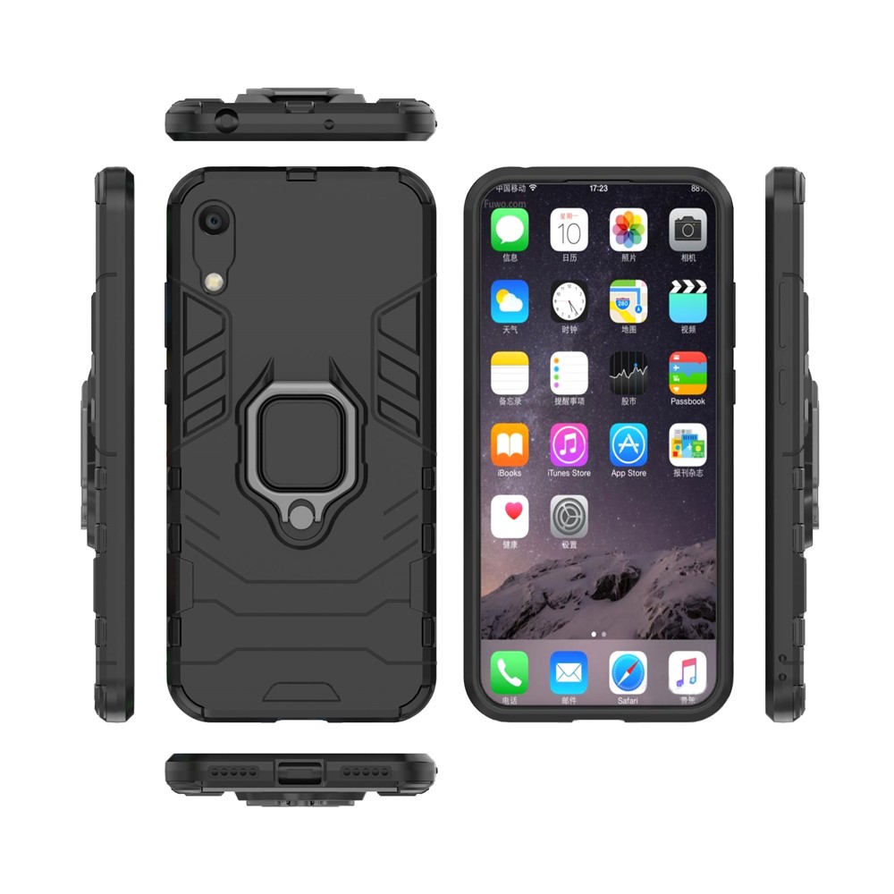 PC de Kickstand PC + TPU TPU Shell Para Huawei Y6 Pro (2019) - Negro