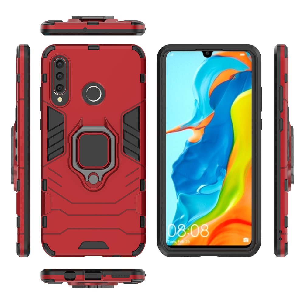 Finger Ring Kickstand PC + TPU Hybrid Mobile Phone Case for Huawei P30 Lite - Red-2