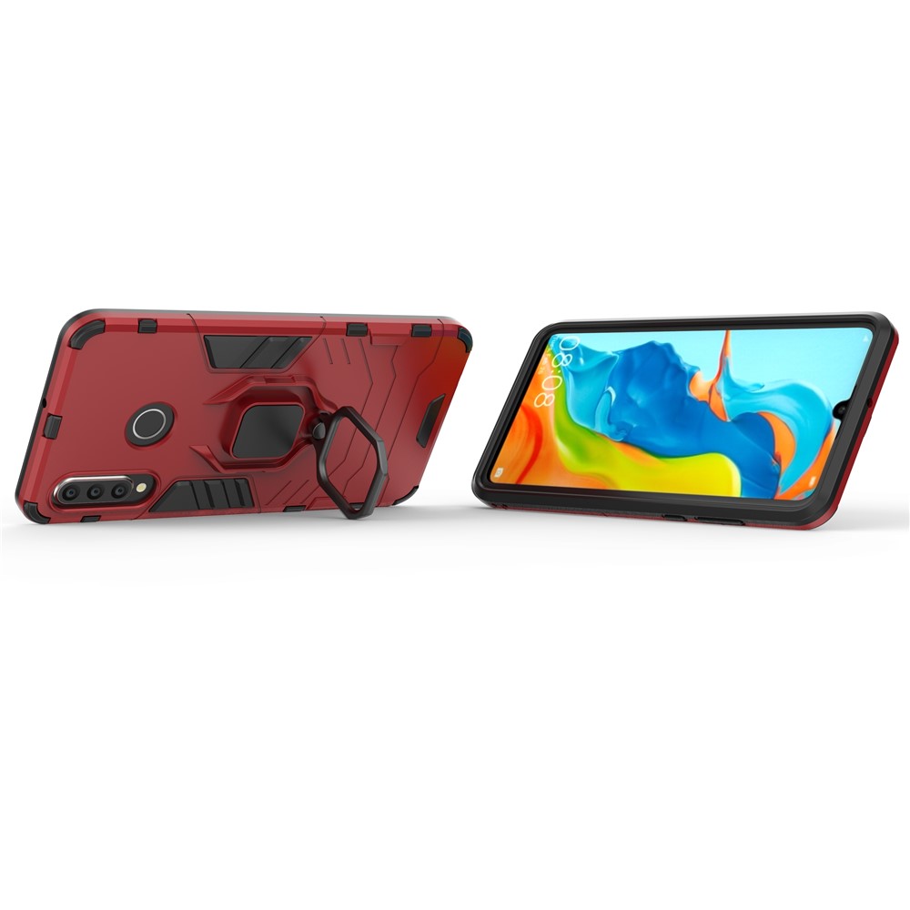 Finger Ring Kickstand PC + TPU Hybrid Mobile Phone Case for Huawei P30 Lite - Red-3