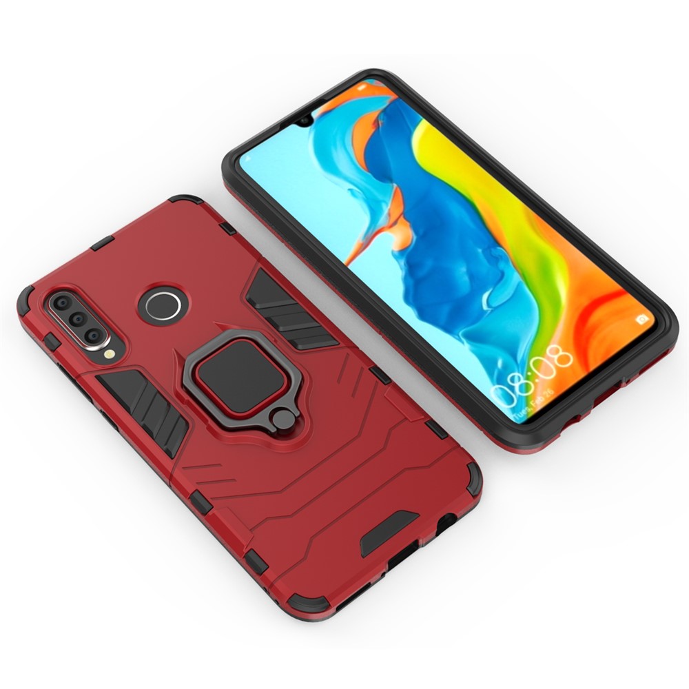 Finger Ring Kickstand PC + TPU Hybrid Mobile Phone Case for Huawei P30 Lite - Red-4
