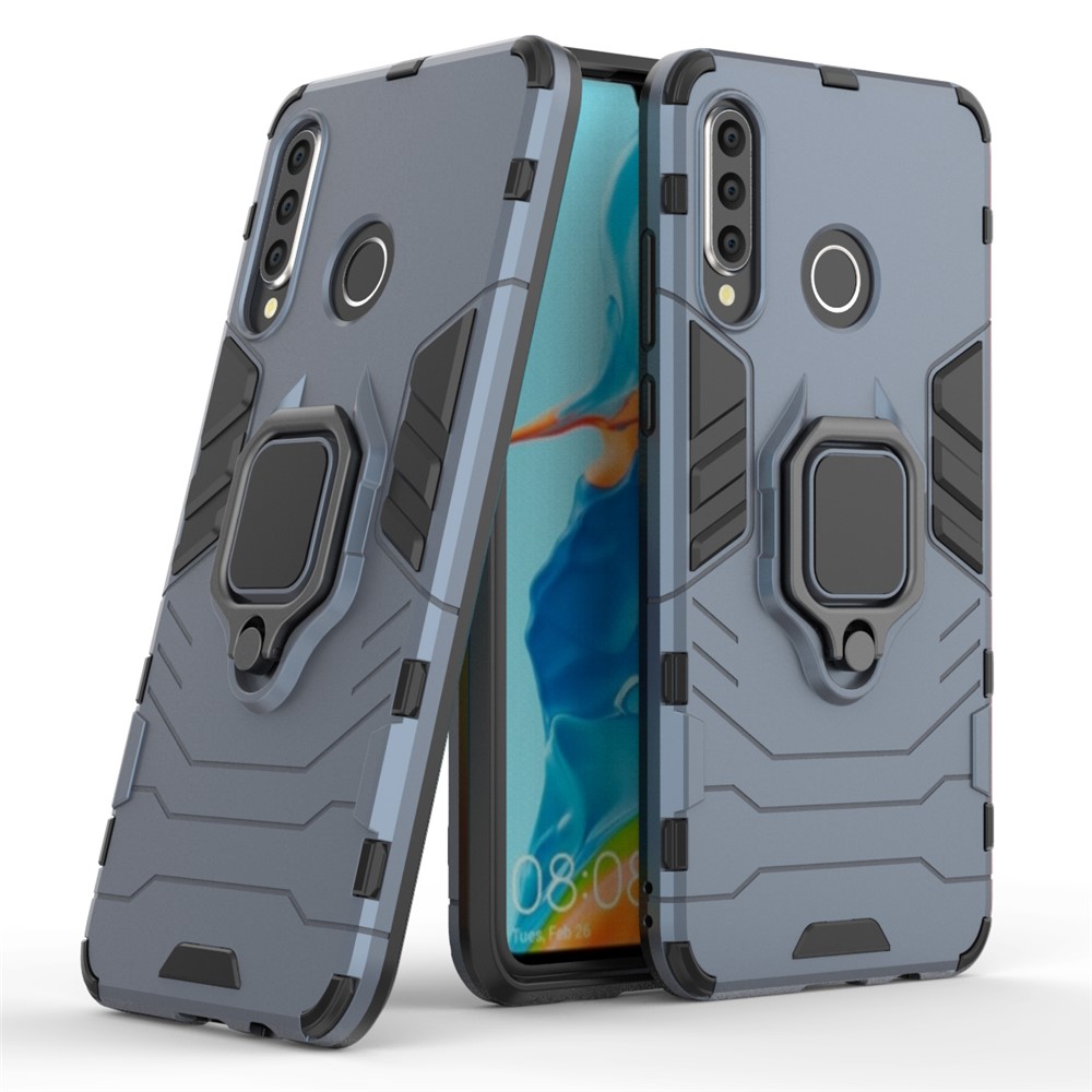 Finger Ring Kickstand PC + TPU Hybrid Mobile Phone Case for Huawei P30 Lite - Dark Blue-1