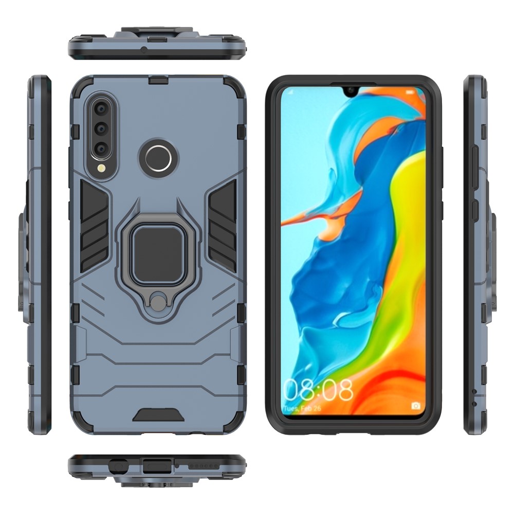 Finger Ring Kickstand PC + TPU Hybrid Mobile Phone Case for Huawei P30 Lite - Dark Blue-2