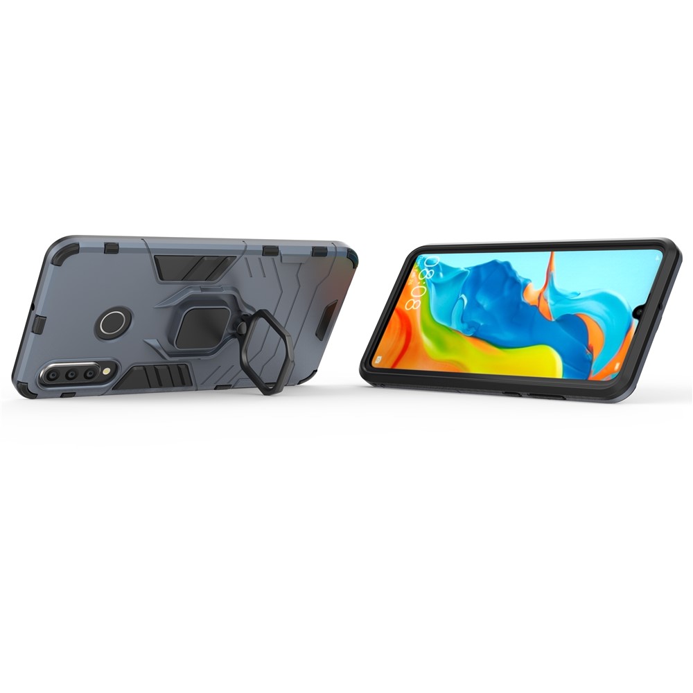 Finger Ring Kickstand PC + TPU Hybrid Mobile Phone Case for Huawei P30 Lite - Dark Blue-3