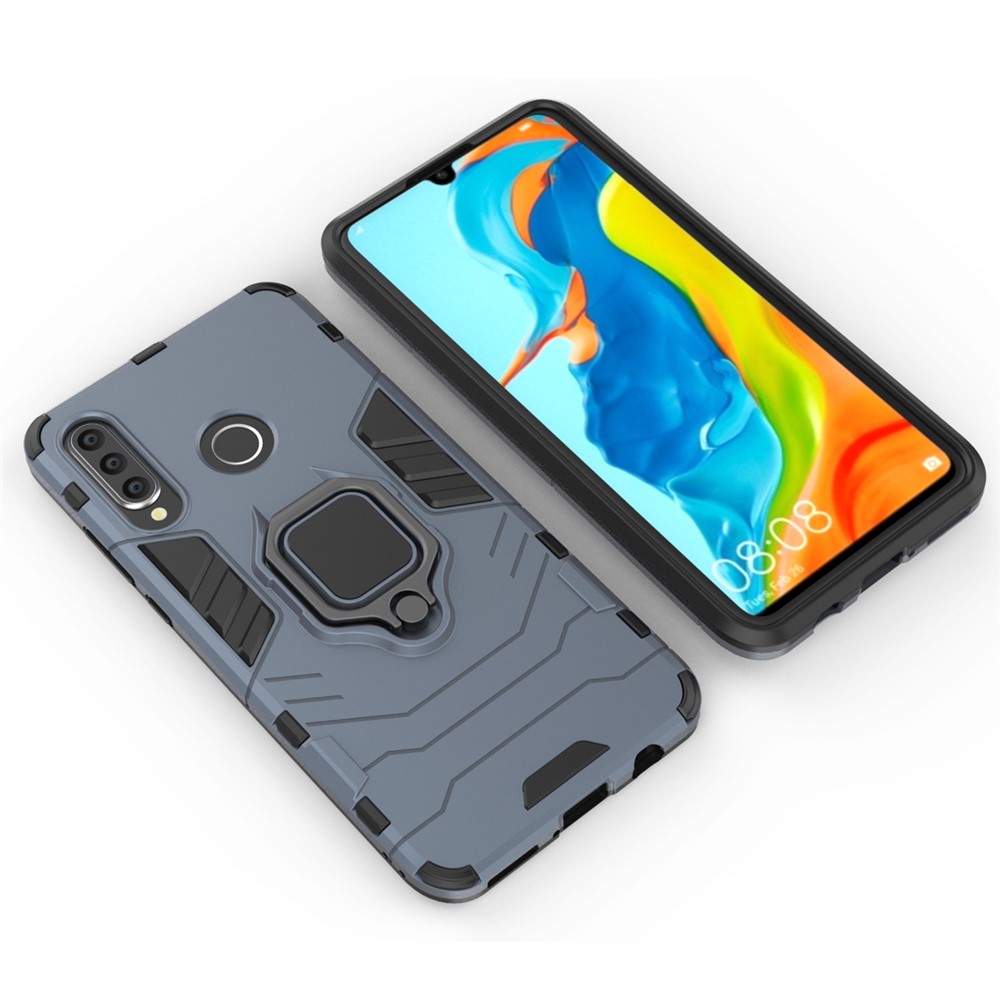 Finger Ring Kickstand PC + TPU Hybrid Mobile Phone Case for Huawei P30 Lite - Dark Blue-4