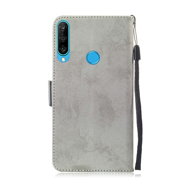 Retro Style PU Leather Flip Cover for Huawei P30 Lite / nova 4e - Grey-3