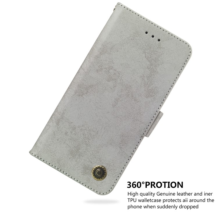 Retro Style PU Leather Flip Cover for Huawei P30 Lite / nova 4e - Grey-6