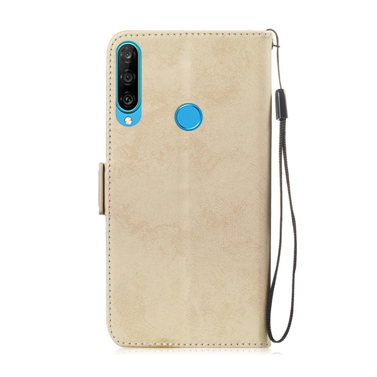 Retro Style PU Leather Flip Cover for Huawei P30 Lite / nova 4e - Gold-3