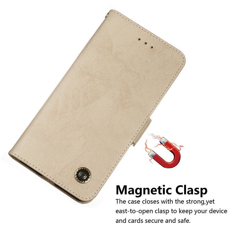 Retro Style PU Leather Flip Cover for Huawei P30 Lite / nova 4e - Gold-5