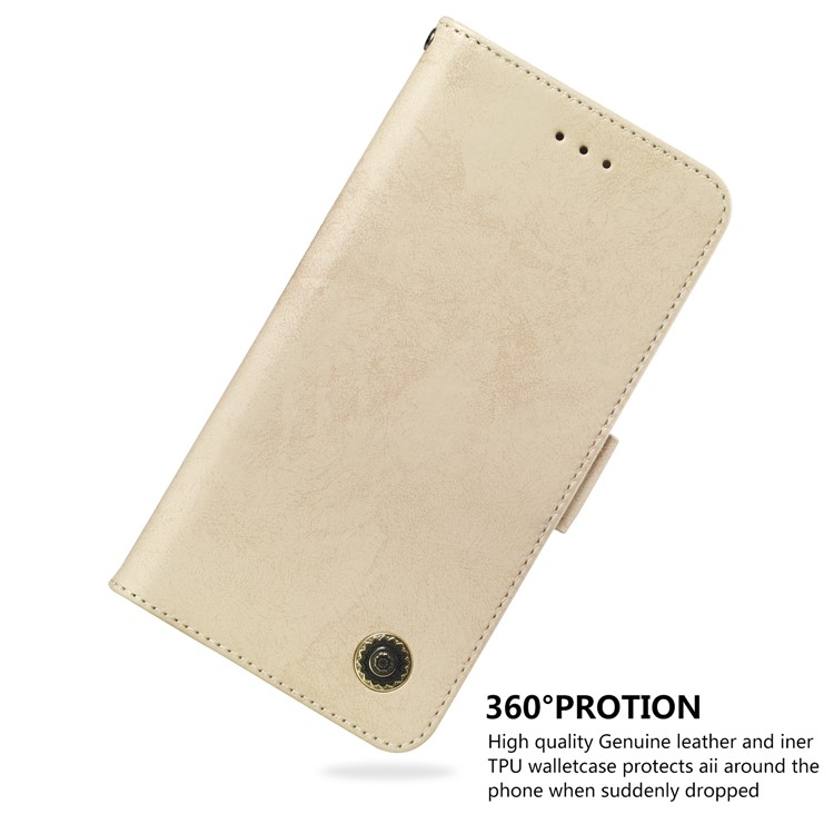 Retro Style PU Leather Flip Cover for Huawei P30 Lite / nova 4e - Gold-6