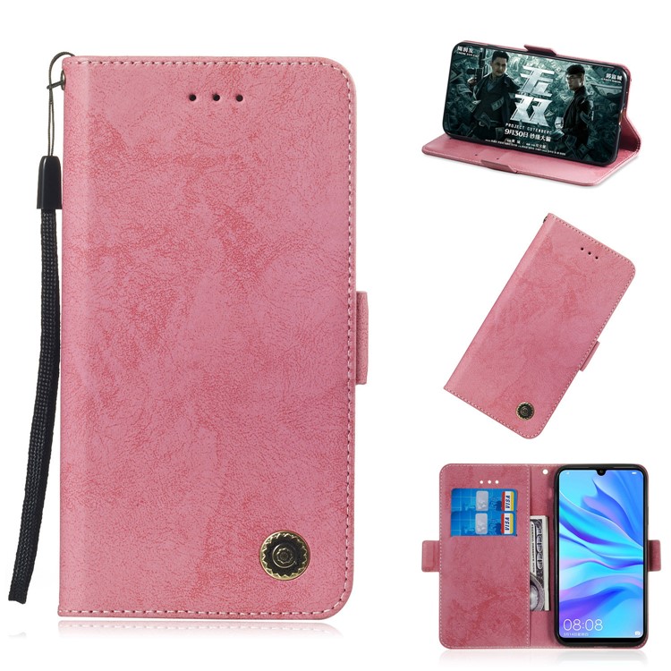 Retro Style PU Leather Flip Cover for Huawei P30 Lite / nova 4e - Pink-1
