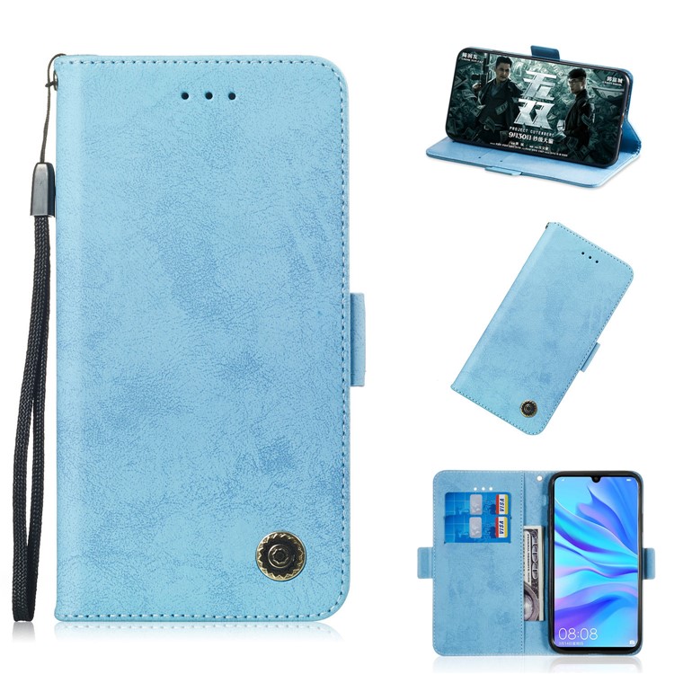 Retro Style PU Leather Flip Cover for Huawei P30 Lite / nova 4e - Blue-1
