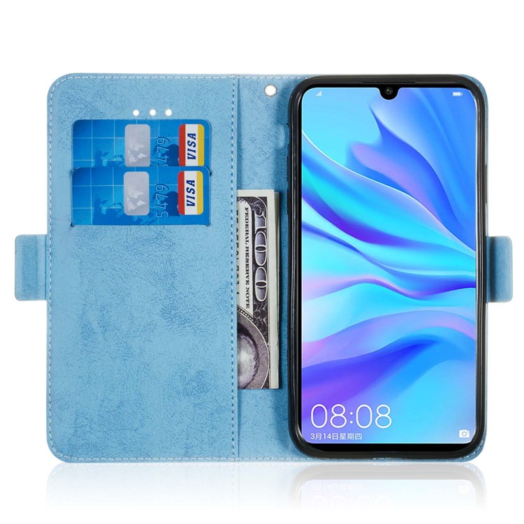 Retro Style PU Leather Flip Cover for Huawei P30 Lite / nova 4e - Blue-8