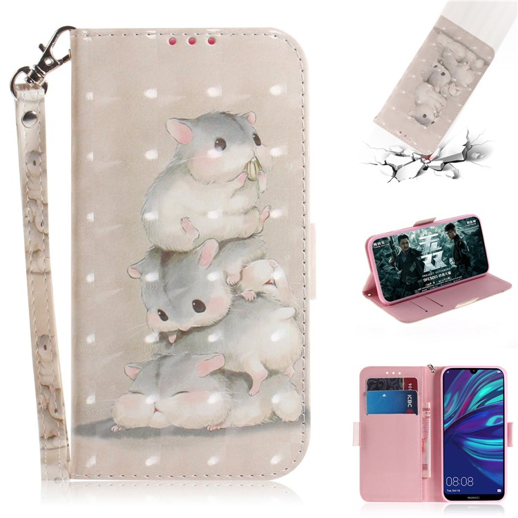 Pattern Printing Light Spot Decor Leather Wallet Case for Huawei P30 Lite New Edition/P30 Lite/nova 4e - Mouse Pattern-1