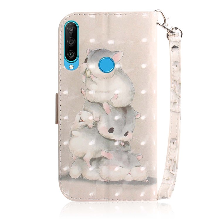 Pattern Printing Light Spot Decor Leather Wallet Case for Huawei P30 Lite New Edition/P30 Lite/nova 4e - Mouse Pattern-3
