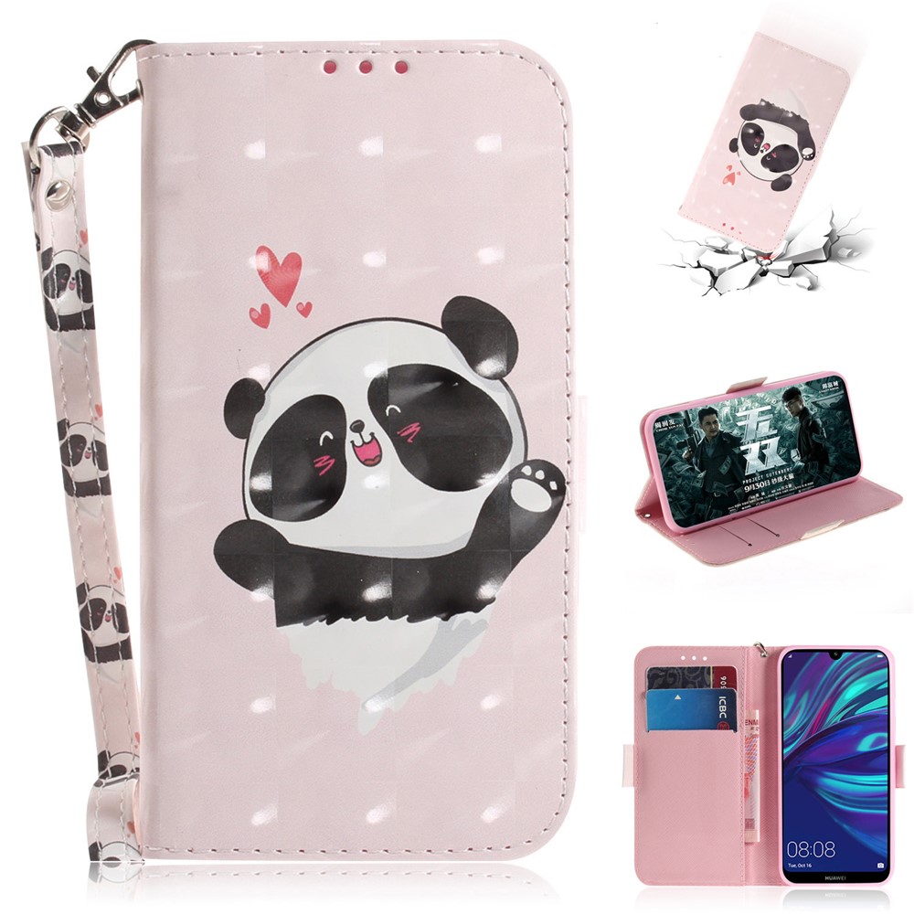 Pattern Printing Light Spot Decor Leather Wallet Case for Huawei P30 Lite New Edition/P30 Lite/nova 4e - Panda and Hearts-1