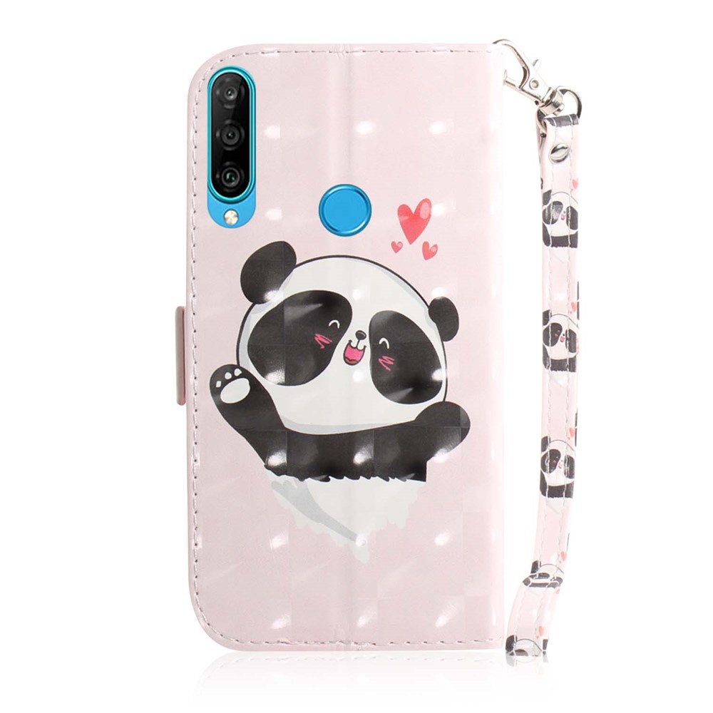 Pattern Printing Light Spot Decor Leather Wallet Case for Huawei P30 Lite New Edition/P30 Lite/nova 4e - Panda and Hearts-3
