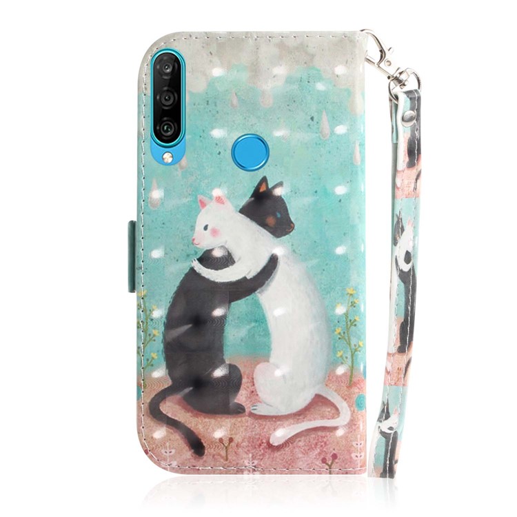 Pattern Printing Light Spot Decor Leather Wallet Case for Huawei P30 Lite New Edition/P30 Lite/nova 4e - Two Cats-3