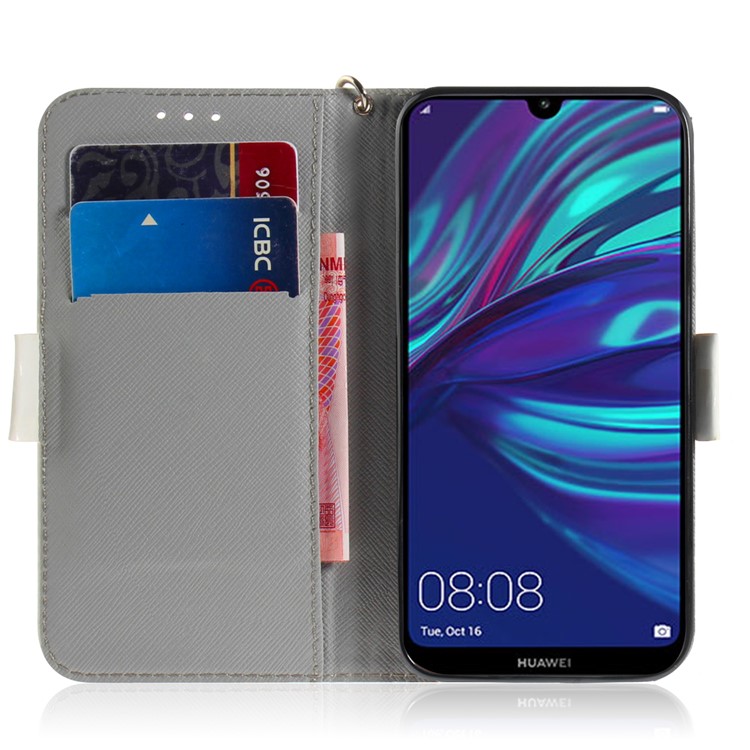 Pattern Printing Light Spot Decor Leather Wallet Case for Huawei P30 Lite New Edition/P30 Lite/nova 4e - Cat Holding a Tomato-7
