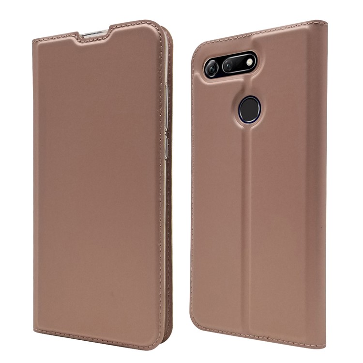 Case de Cartas de Cuero de Adsorción Magnética Para Huawei Honor View 20 / Honor V20 - Oro Rosa