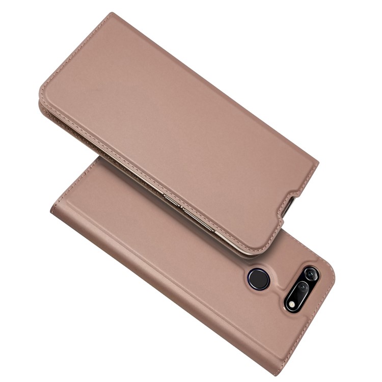 Case de Cartas de Cuero de Adsorción Magnética Para Huawei Honor View 20 / Honor V20 - Oro Rosa