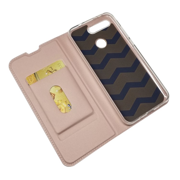 Case de Cartas de Cuero de Adsorción Magnética Para Huawei Honor View 20 / Honor V20 - Oro Rosa