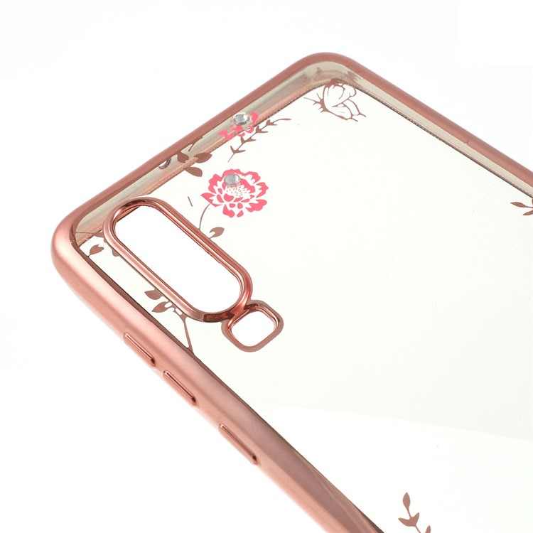 Beautiful Pattern Electroplating TPU Rhinestone Phone Case for Huawei P30 - Rose Gold-4