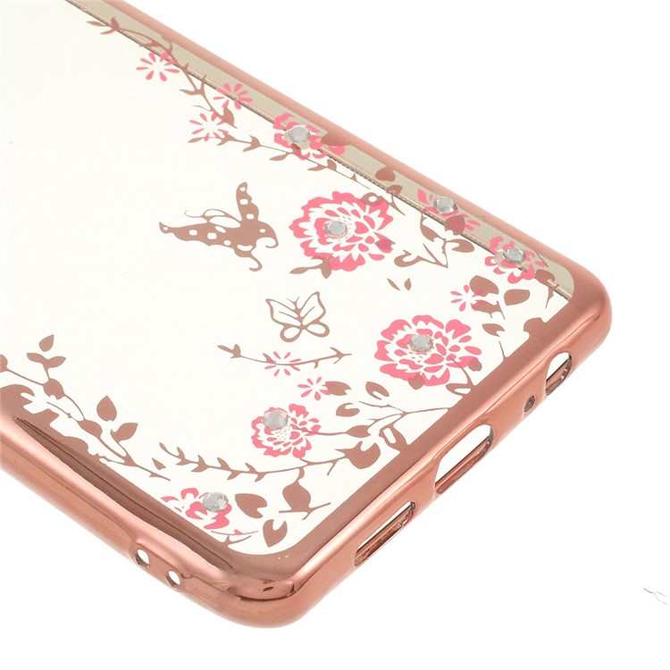 Beautiful Pattern Electroplating TPU Rhinestone Phone Case for Huawei P30 - Rose Gold-5