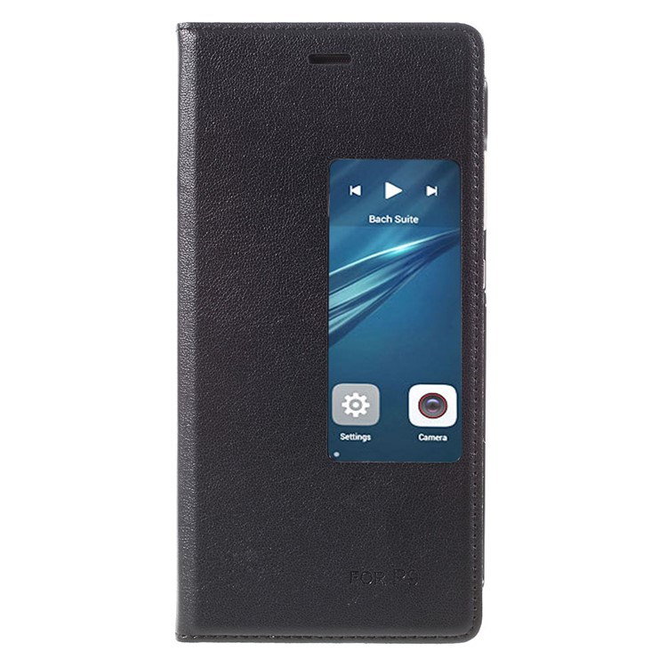 View Window Leather Flip Case for Huawei P9 - Black-3
