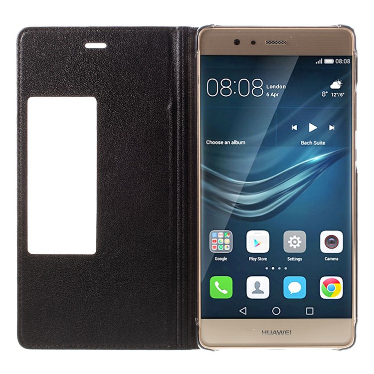 View Window Leather Flip Case for Huawei P9 - Black-6
