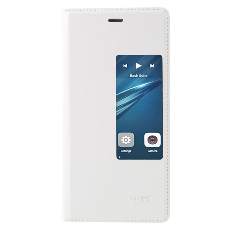 View Window Leather Folio Cover for Huawei P9 - White-3