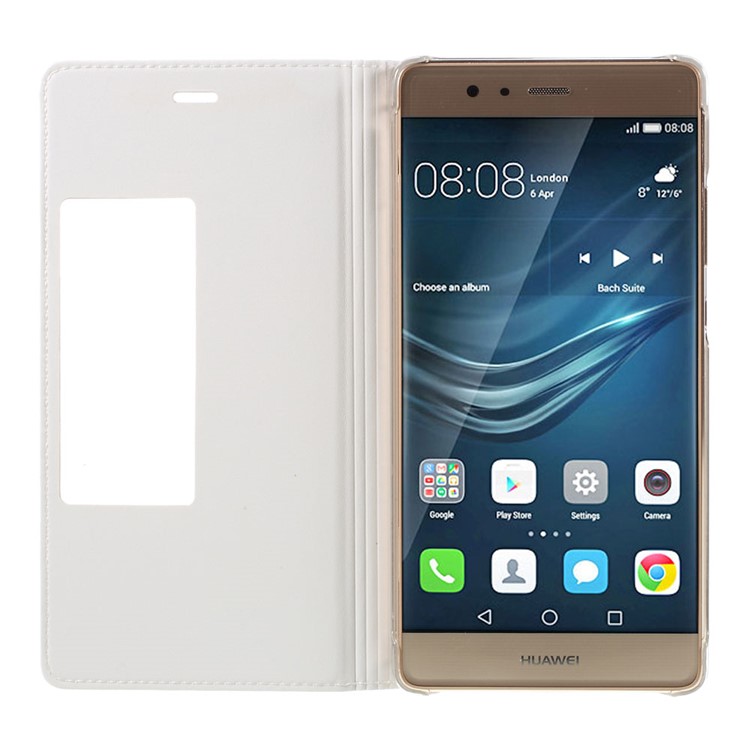 View Window Leather Folio Cover for Huawei P9 - White-7