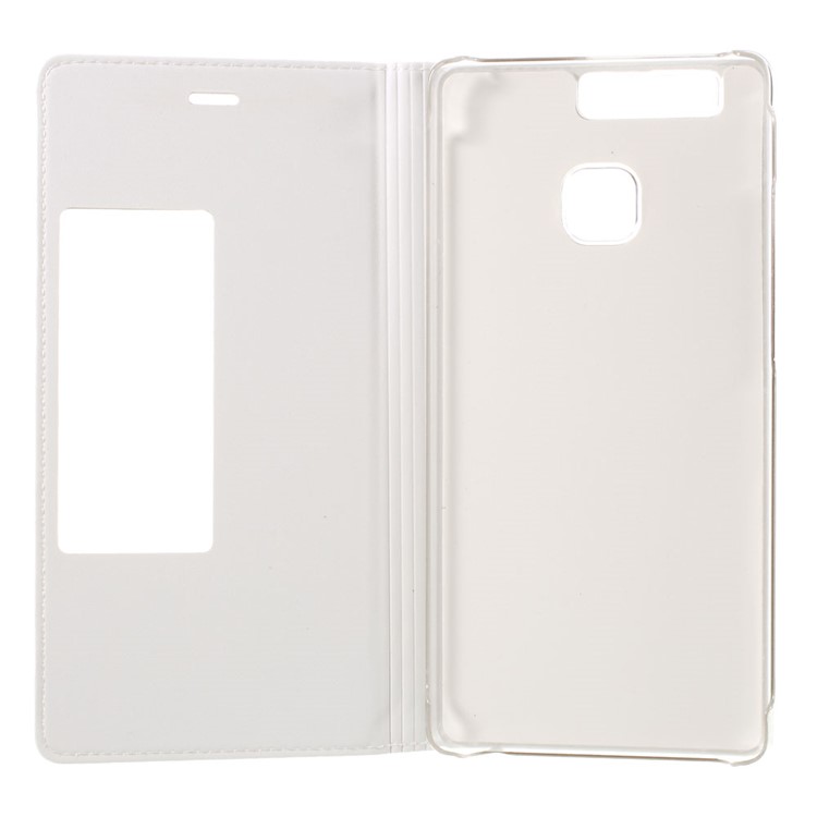 View Window Leather Folio Cover for Huawei P9 - White-8