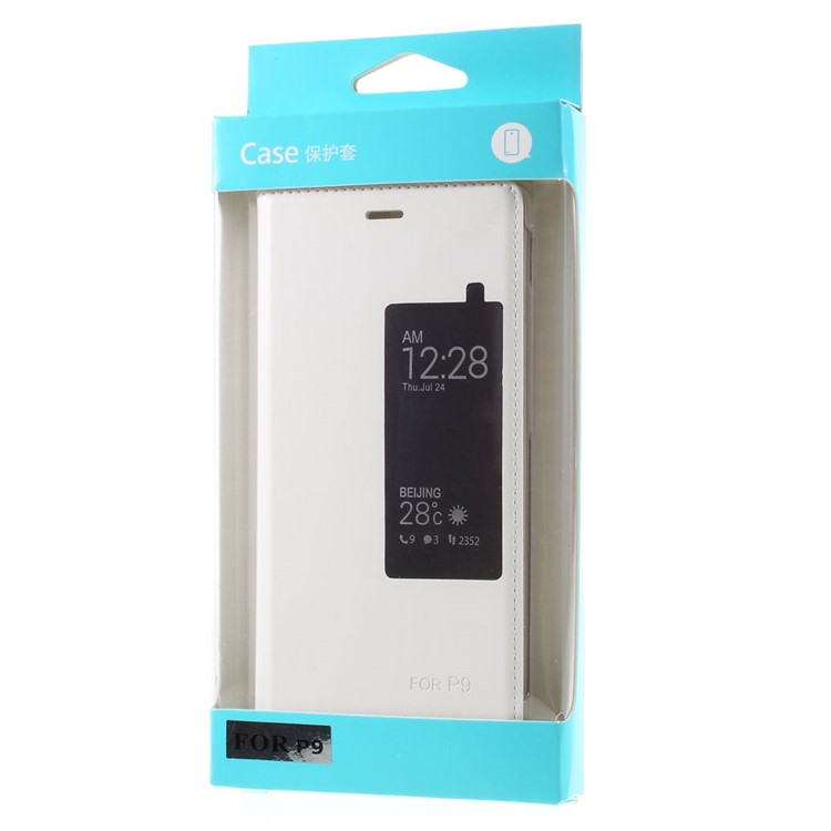 View Window Leather Folio Cover for Huawei P9 - White-9