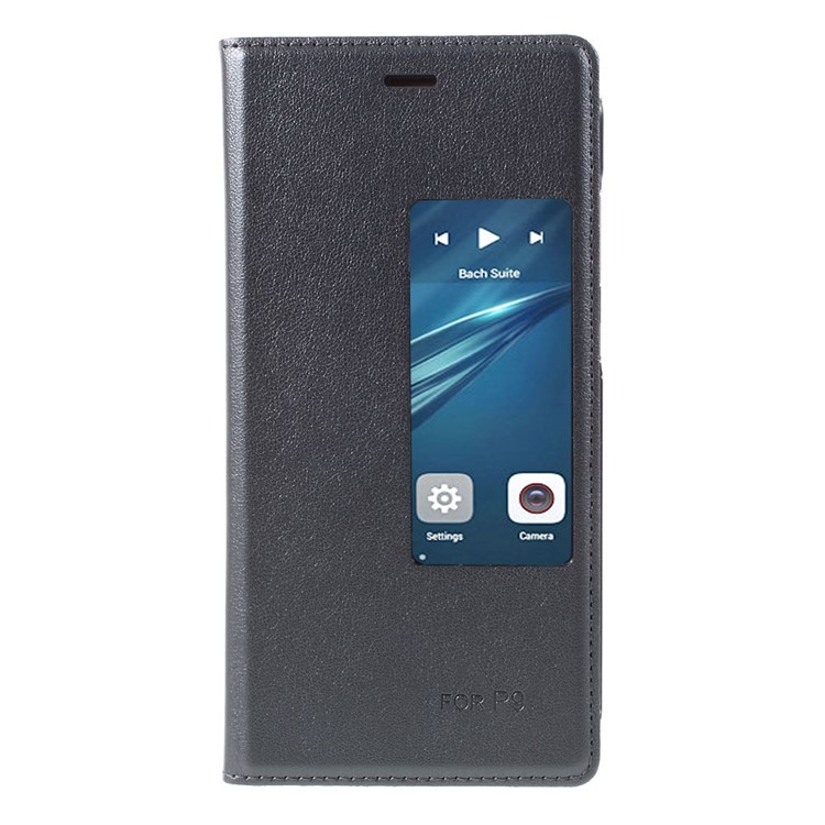 View Window Leather Flip Phone Shell for Huawei P9 - Grey-2
